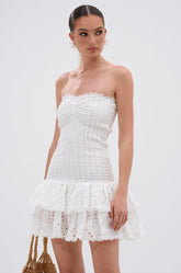 LETS GO TO THE BEACH RUFFLE MINI DRESS