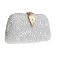 New Fashion Simple Leaf Clutch – Glitter Fabric Banquet Dinner Bag, Small Square Wedding Bag