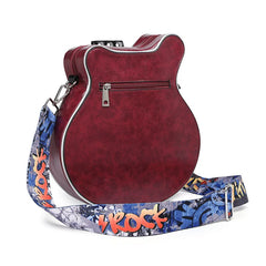 2025 European and American Guitar Style Shoulder Bag – Personalized Fashion Burgundy and Orange Bag for Women
