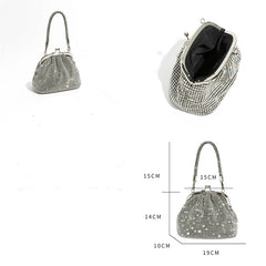 Rhinestone Dumpling Clutch Bag for Women – Handheld, Underarm or Crossbody Evening Bag