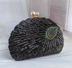 Beaded Embroidered Evening Clutch Bag – Vintage Style Handheld Formal Handbag