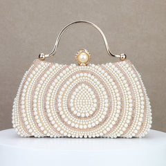 Light Luxury Pearl Evening Handbag with Diamond Detail and Crossbody Strap