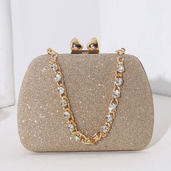 Small Love Rhinestone Dinner Bag – Portable Crossbody Small Square Clutch for Celebrity Banquets
