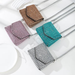 Rhinestone Glass Square Bag – Multi-Color Lipstick Crossbody Bag for Ladies