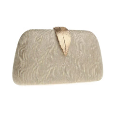 New Fashion Simple Leaf Clutch – Glitter Fabric Banquet Dinner Bag, Small Square Wedding Bag