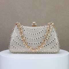 Sparkling Diamond Bridal Clutch Bag for Dinner and Banquet with Portable Design