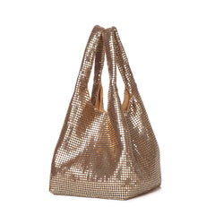 European and American Aluminum Plate Evening Bag – Shiny Sequin Bucket Vest Handbag for Ladies