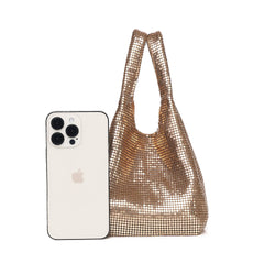 European and American Aluminum Plate Evening Bag – Shiny Sequin Bucket Vest Handbag for Ladies