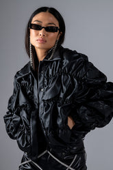 RUCHED PU JACKET