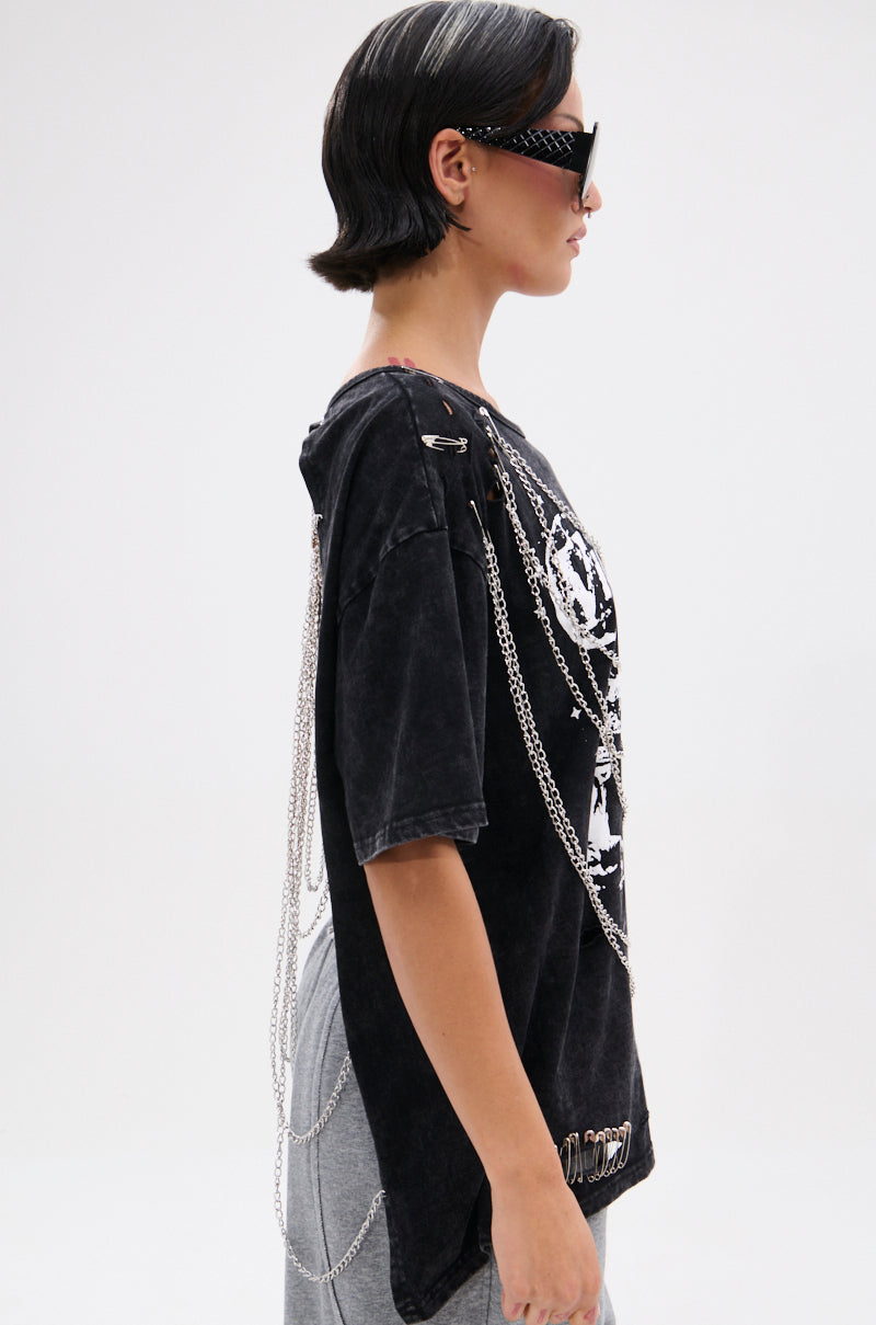 GOTH BAE OVERSIZED DISTRESSED TEE