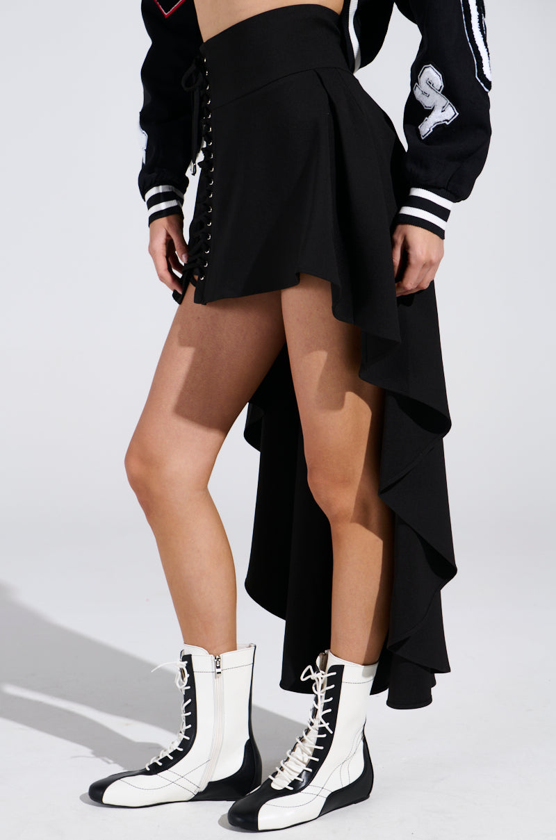 USED TO LOVE YOU SIDE LACE SKIRT IN BLACK