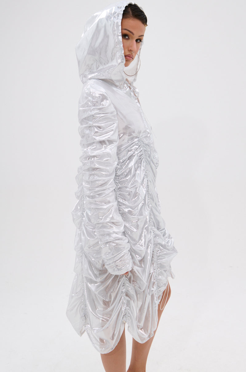 WAYS TO GO METALLIC ADJUSTABLE DRESS IN WHITE