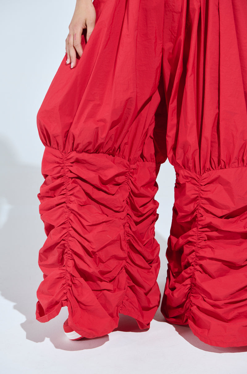 WIDE LEG SCRUNCHED HEM PANTS