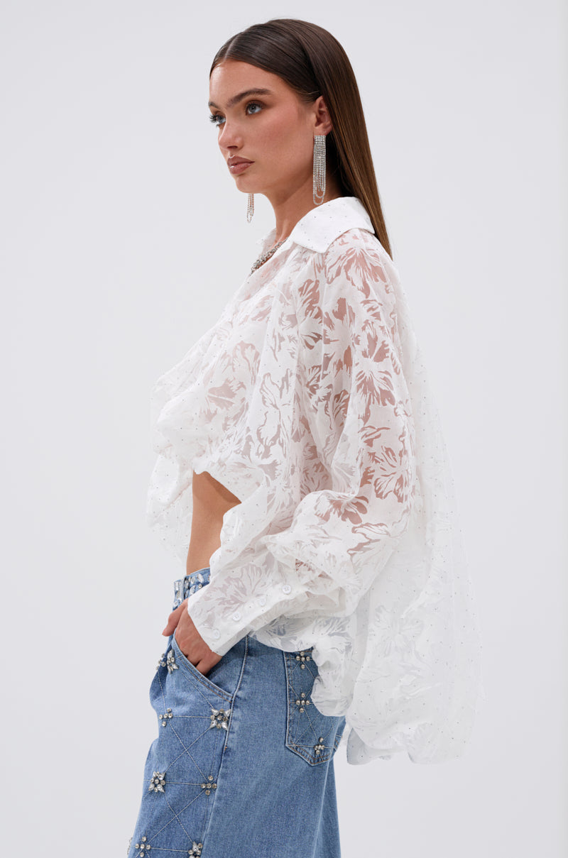 JACKIE RHINESTONE CROP BLOUSE