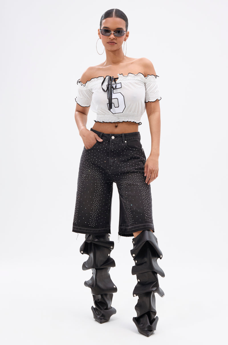 STARS SHINING RHINESTONE BERMUDA SHORT