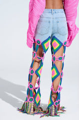 OUT OF OFFICE CROCHET DENIM JEANS