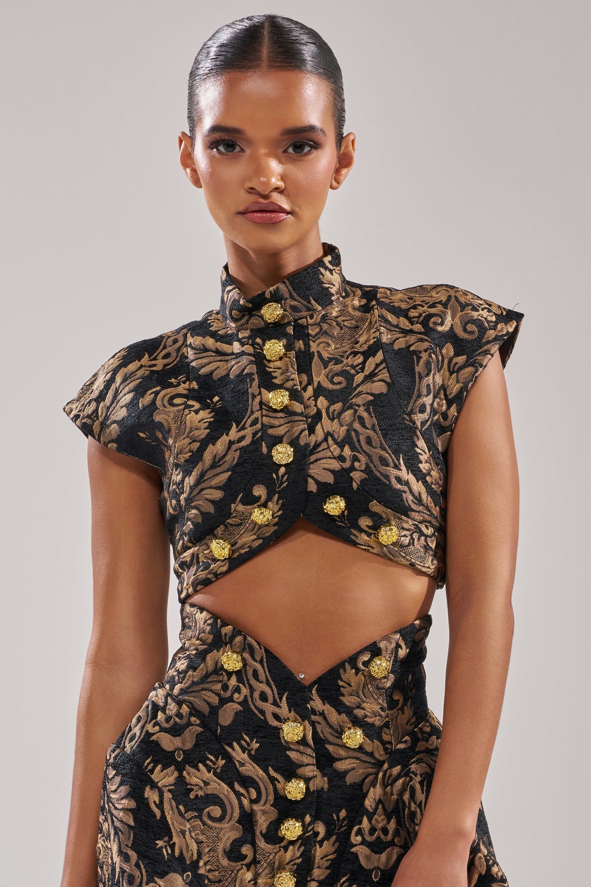 KAYLA BROCADE LONG SLEEVE BLOUSE