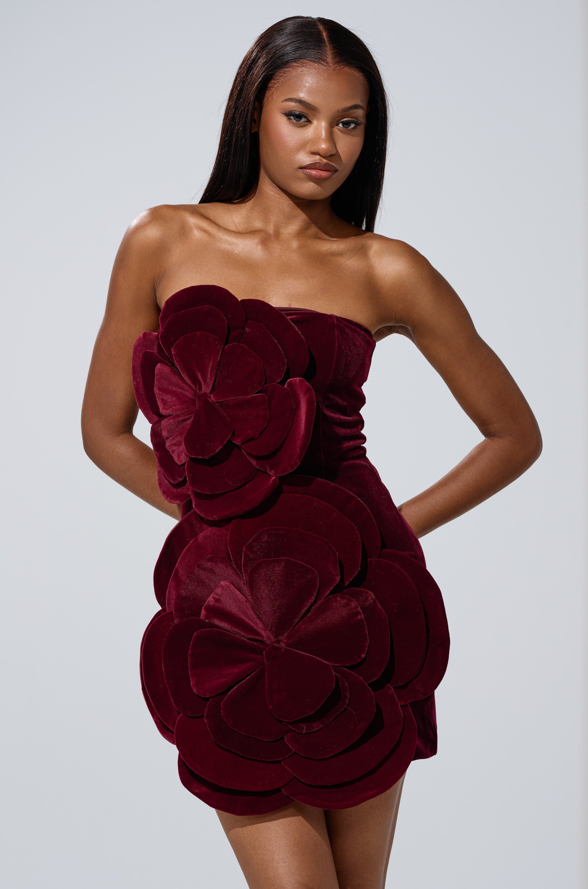 FLOWER POWER VELVET MINI DRESS