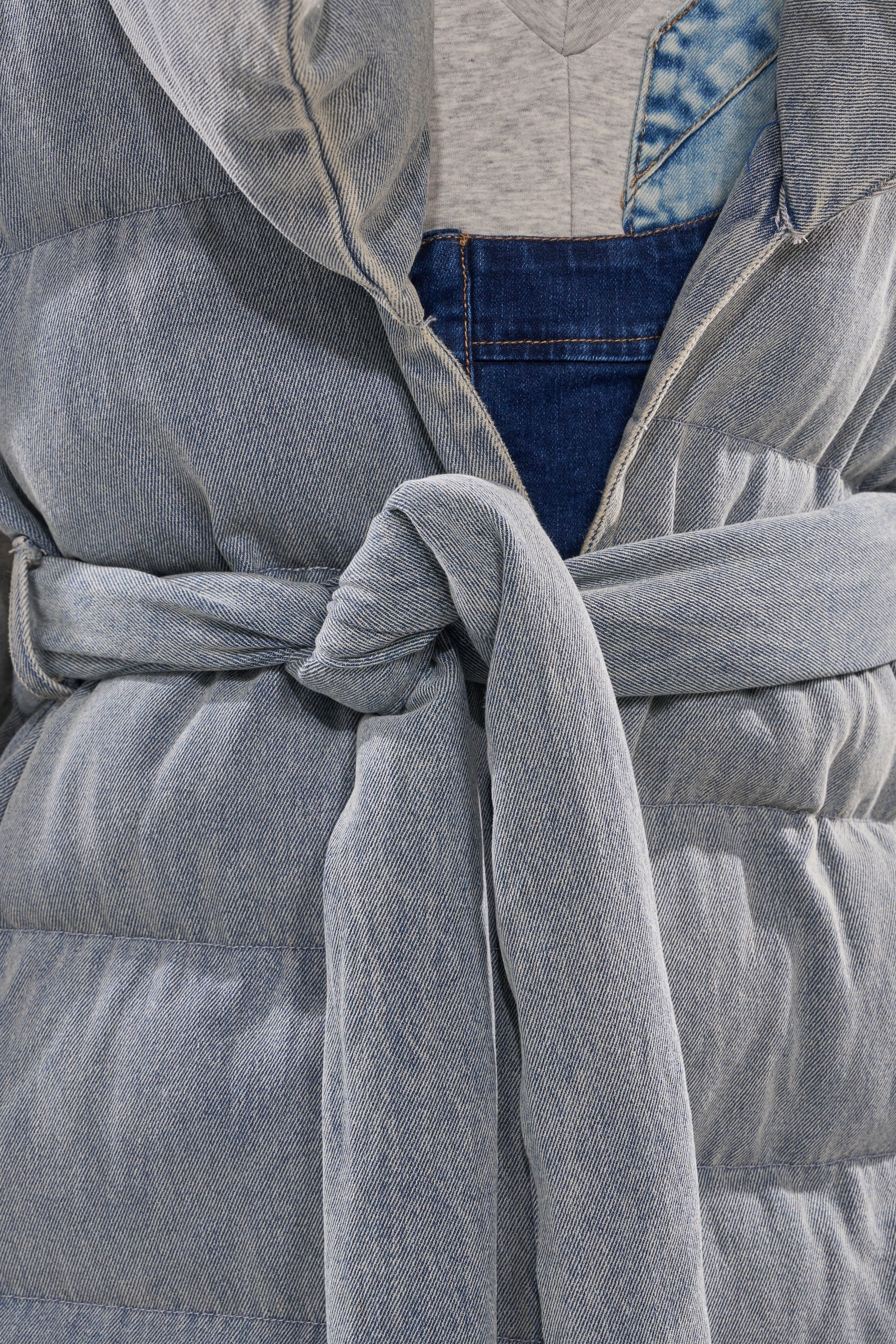 PILOT JONES LONG LINE PUFFER VEST IN DENIM