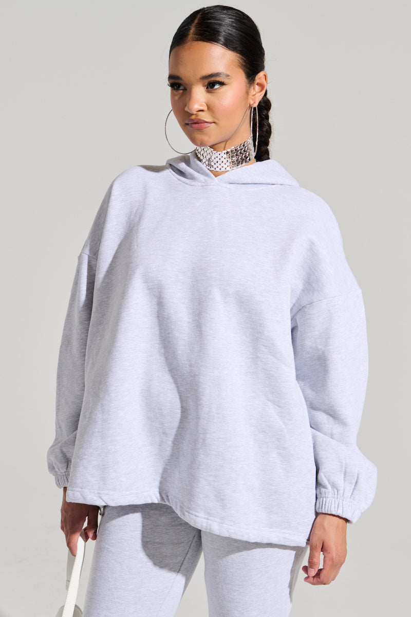 DEXTRA OVERSIZED HOODIE IN HEATHER GREY