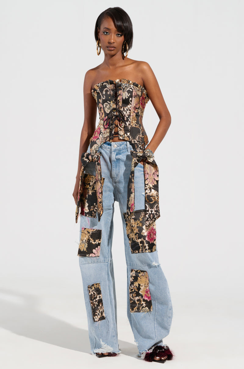 QUEENDOM BROCADE CORSET TOP
