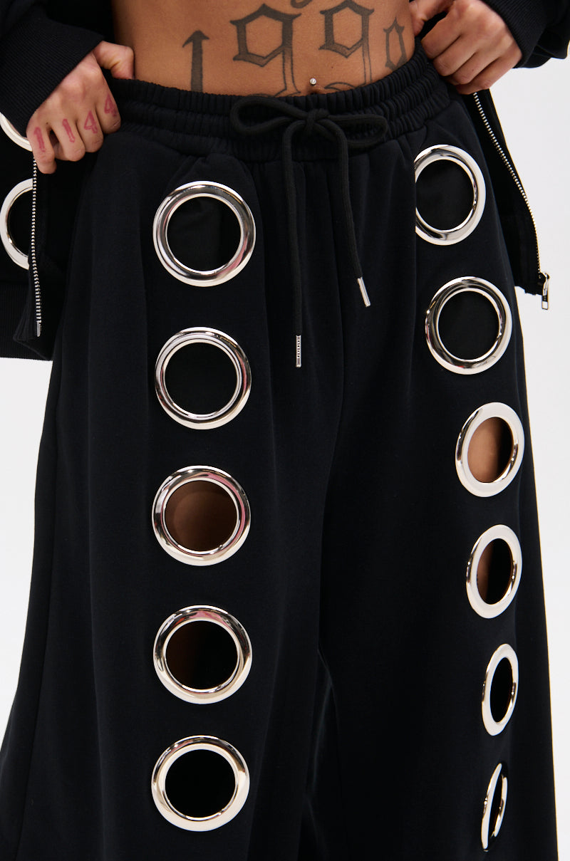 THROUGH THE NIGHT WIDE LEG SWEATPANT WITH HOLES