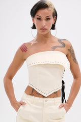 BREAK MY LOVE LINEN TUBE TOP