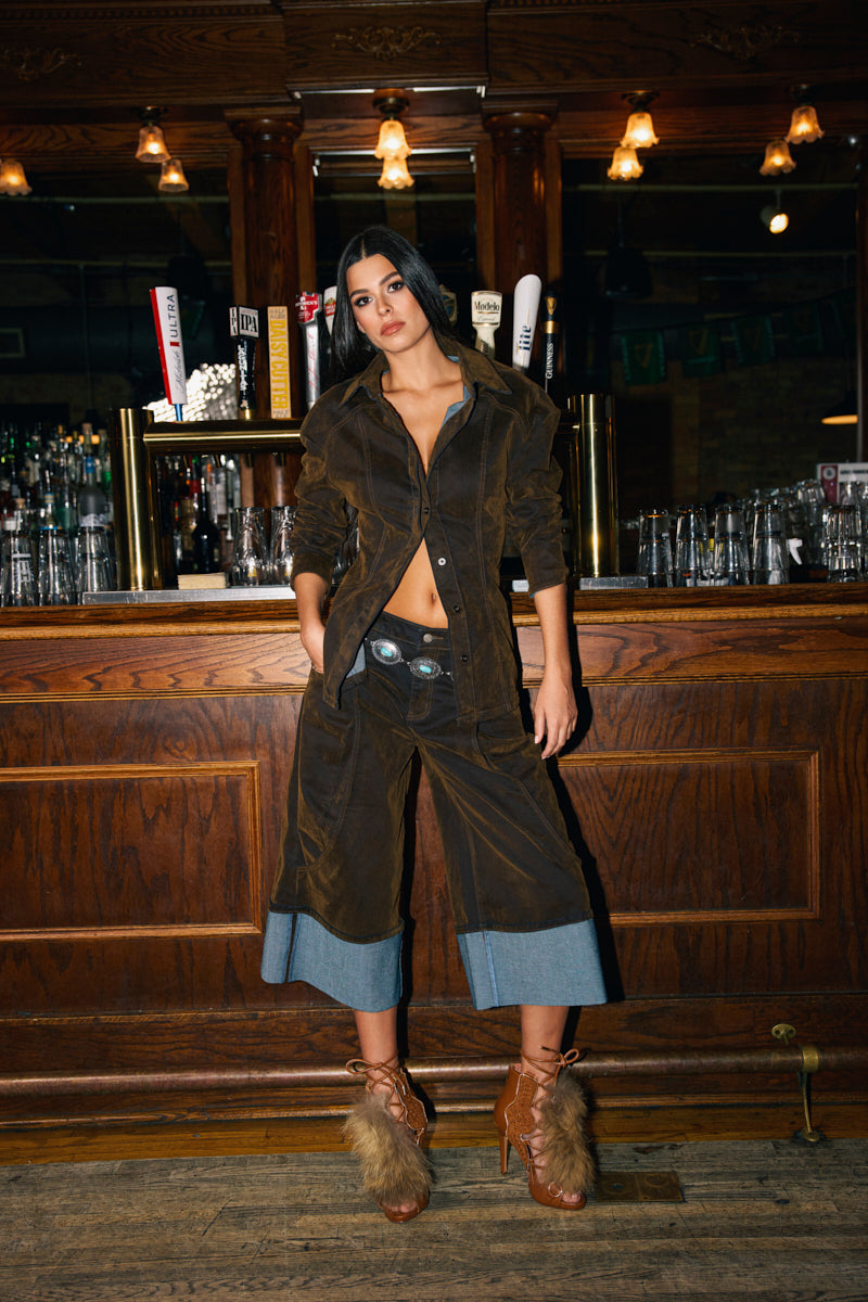 FALL VIBES VELVET BERMUDA SHORT