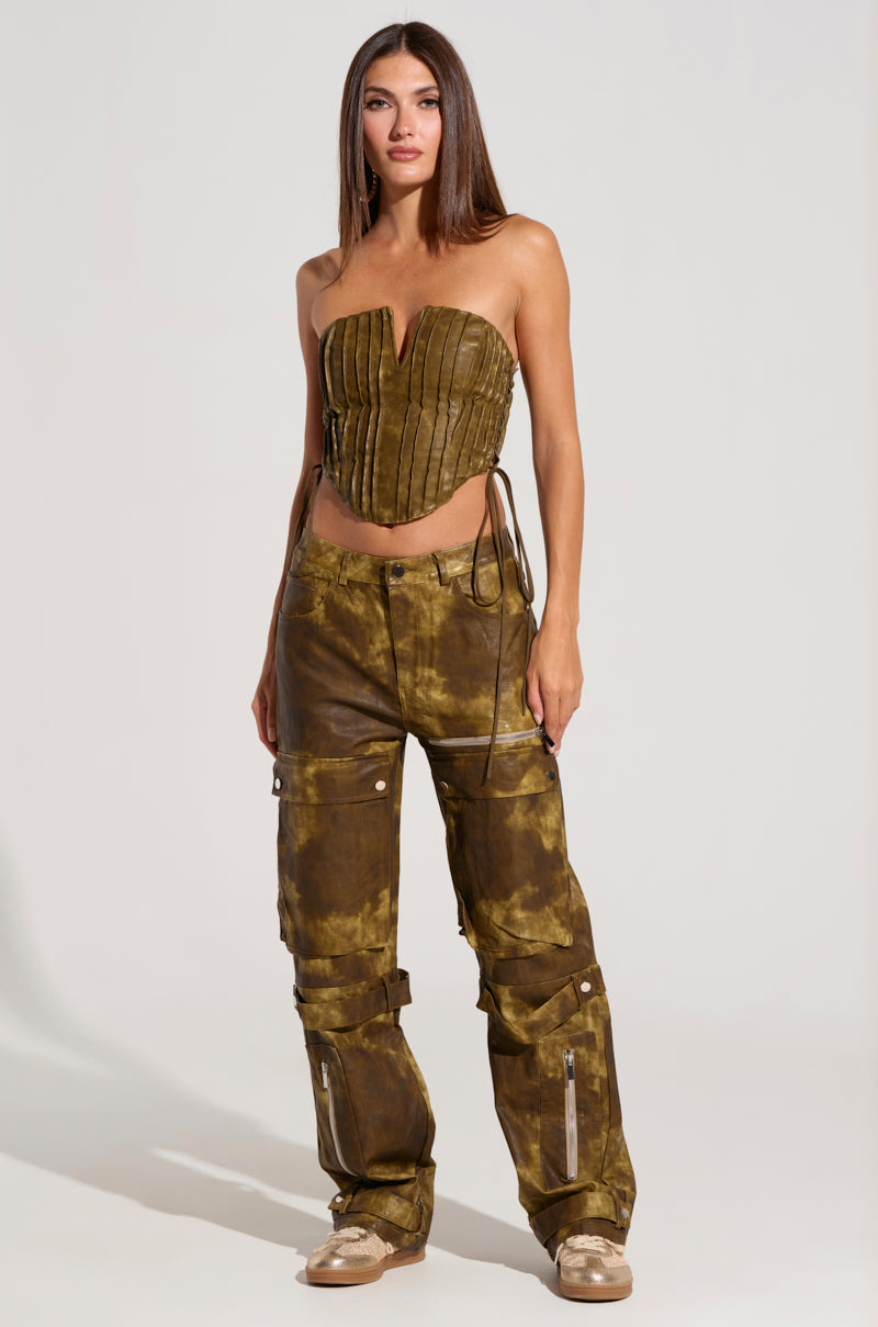 OUT LIKE A BANDIT FAUX LEATHER CORSET
