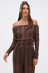 CANDICE STRIPE OFF THE SHOULDER BLOUSE