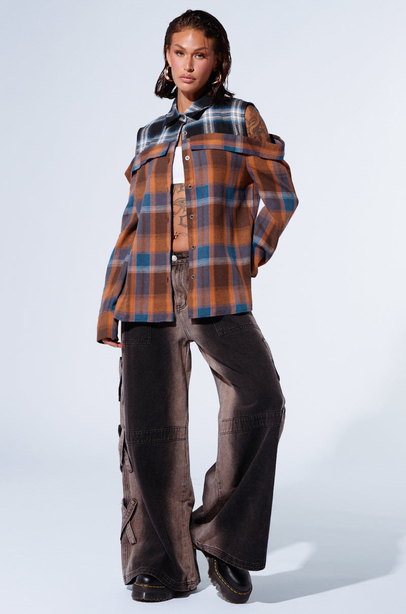 ALL IN A DAYS WORK BUTTON DOWN FLANNEL SHIRT