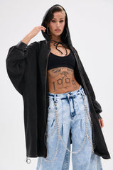 BELIEVE WHAT YOU HEARD OVERSIZED ZIP UP SWEATSHIRT
