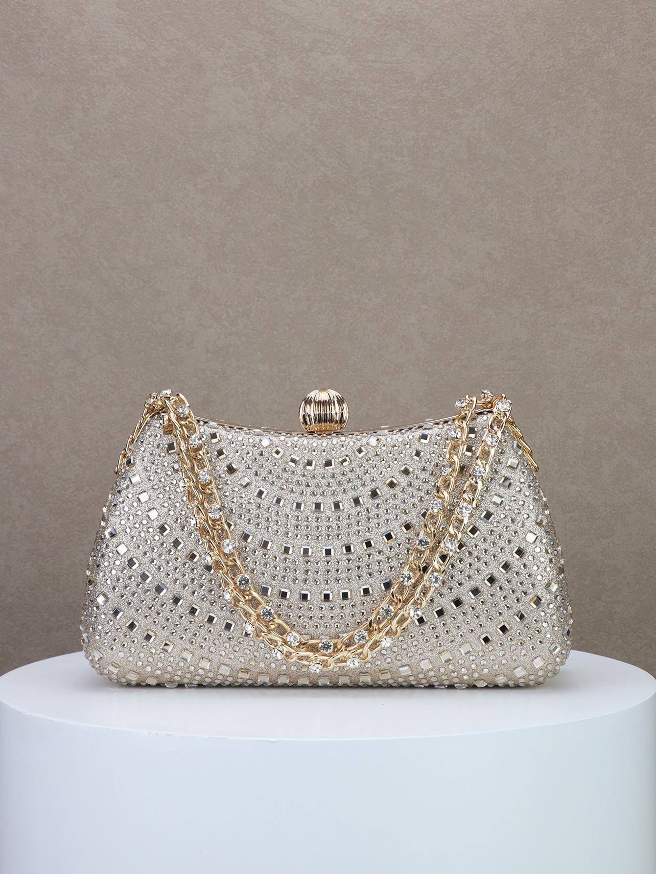 Sparkling Diamond Bridal Clutch Bag for Dinner and Banquet with Portable Design