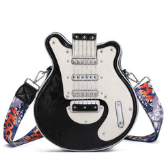 2025 European and American Guitar Style Shoulder Bag – Personalized Fashion Burgundy and Orange Bag for Women