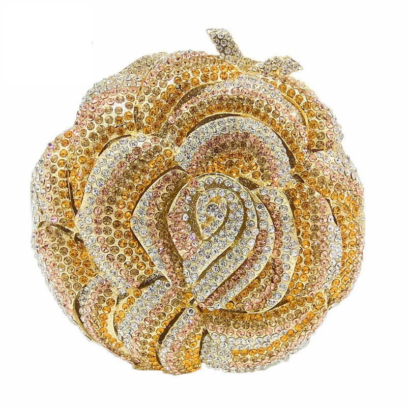 European and American Diamond-Encrusted Flower Dinner Bag – Rhinestone Banquet Clutch for Women