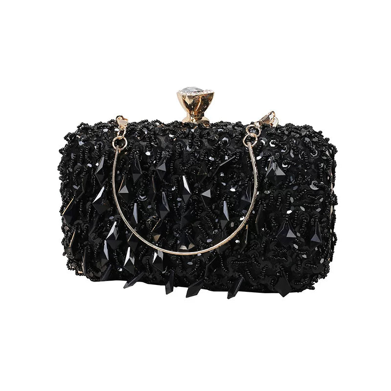 Colorful Ruffled Clutch Bag – Diamond-Embellished Evening Bag for Women, Available in Multiple Colors