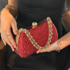 Diamond-Detail Handheld Bridal Clutch for Wedding, Dinner, and Banquet