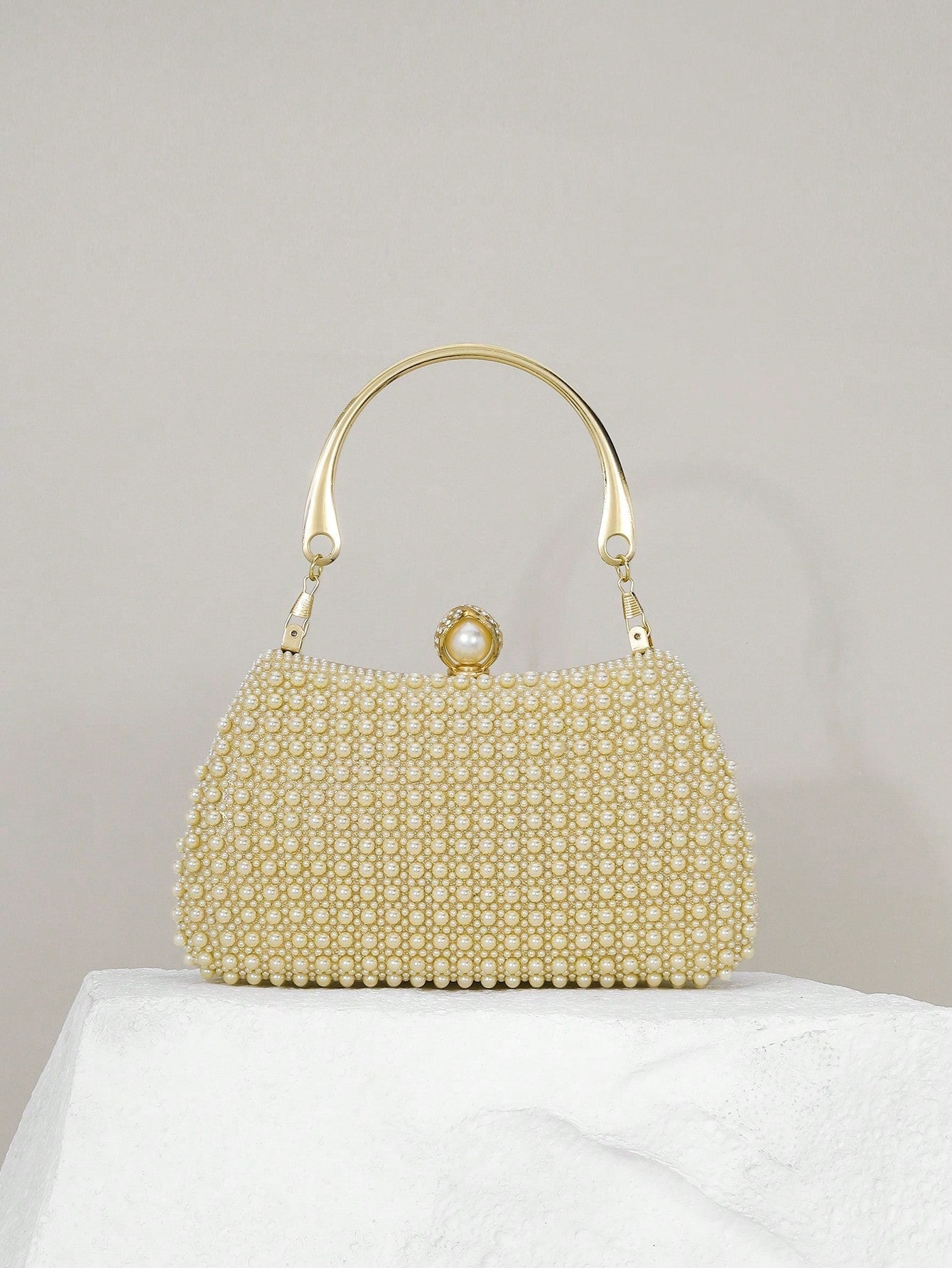Elegant Pearl Evening Bag with Crossbody Strap for Dinner and Formal Events