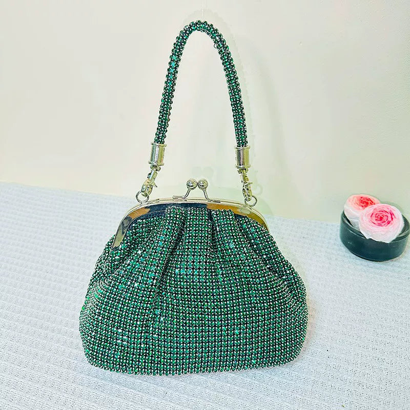 Rhinestone Dumpling Clutch Bag for Women – Handheld, Underarm or Crossbody Evening Bag