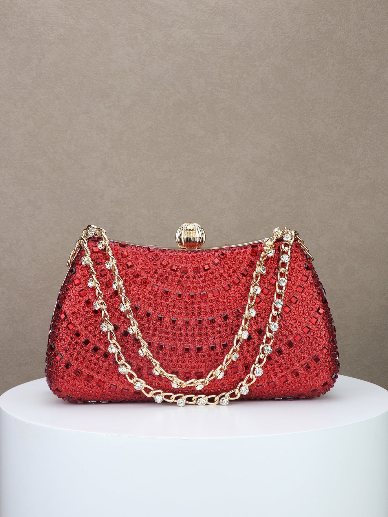 Sparkling Diamond Bridal Clutch Bag for Dinner and Banquet with Portable Design