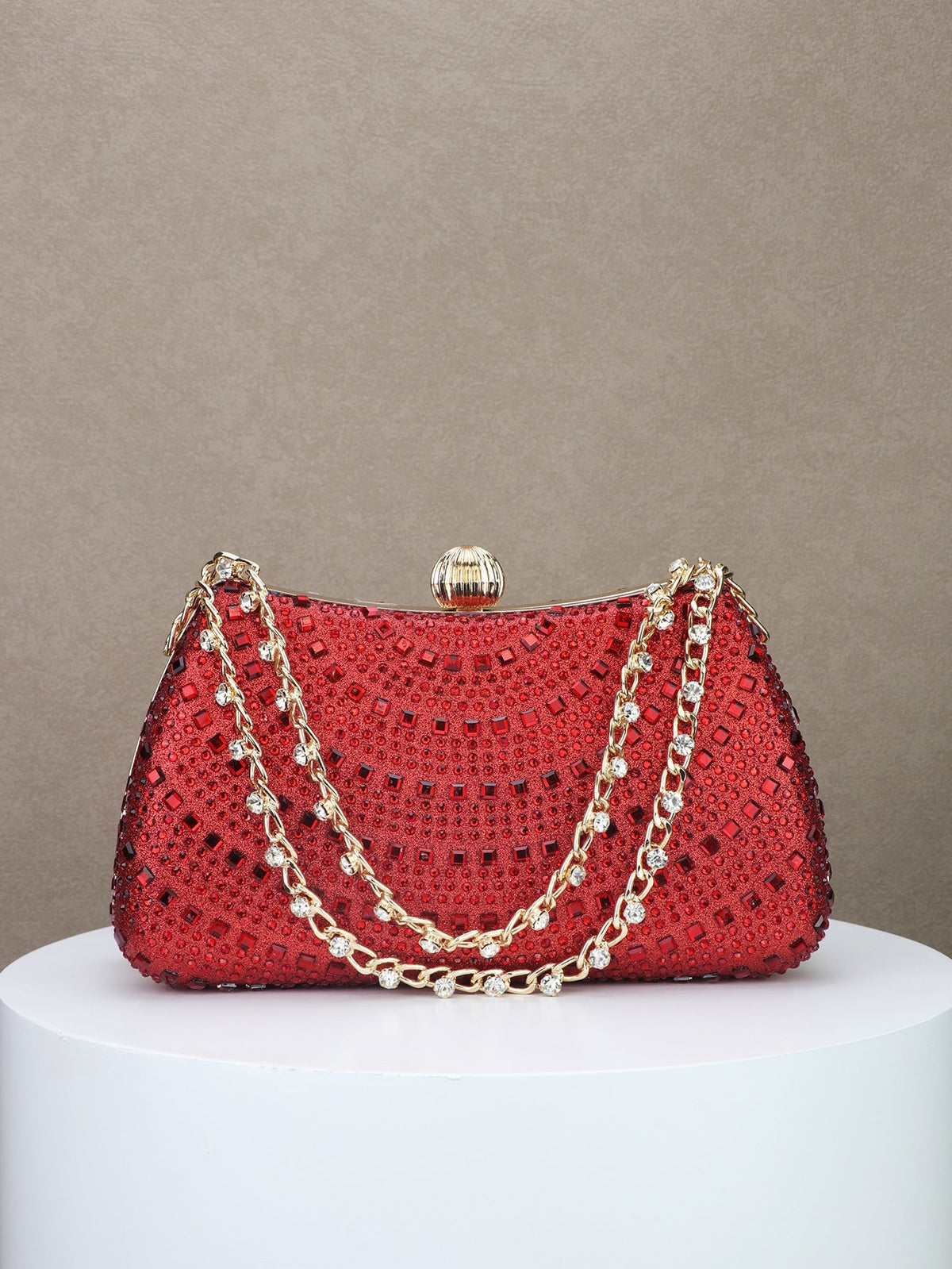 Sparkling Diamond Bridal Clutch Bag for Dinner and Banquet with Portable Design