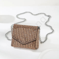 Rhinestone Glass Square Bag – Multi-Color Lipstick Crossbody Bag for Ladies
