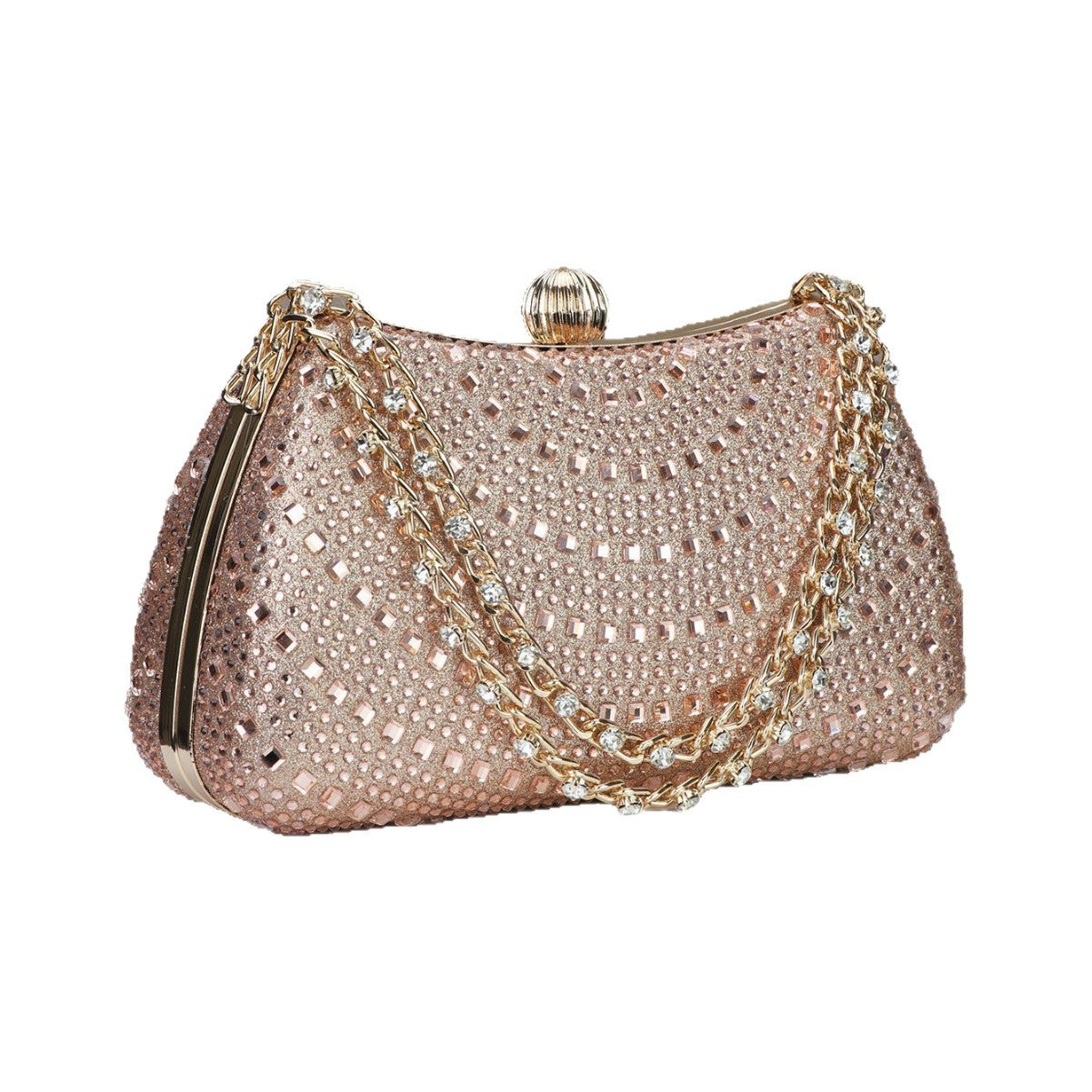 Diamond-Detail Handheld Bridal Clutch for Wedding, Dinner, and Banquet