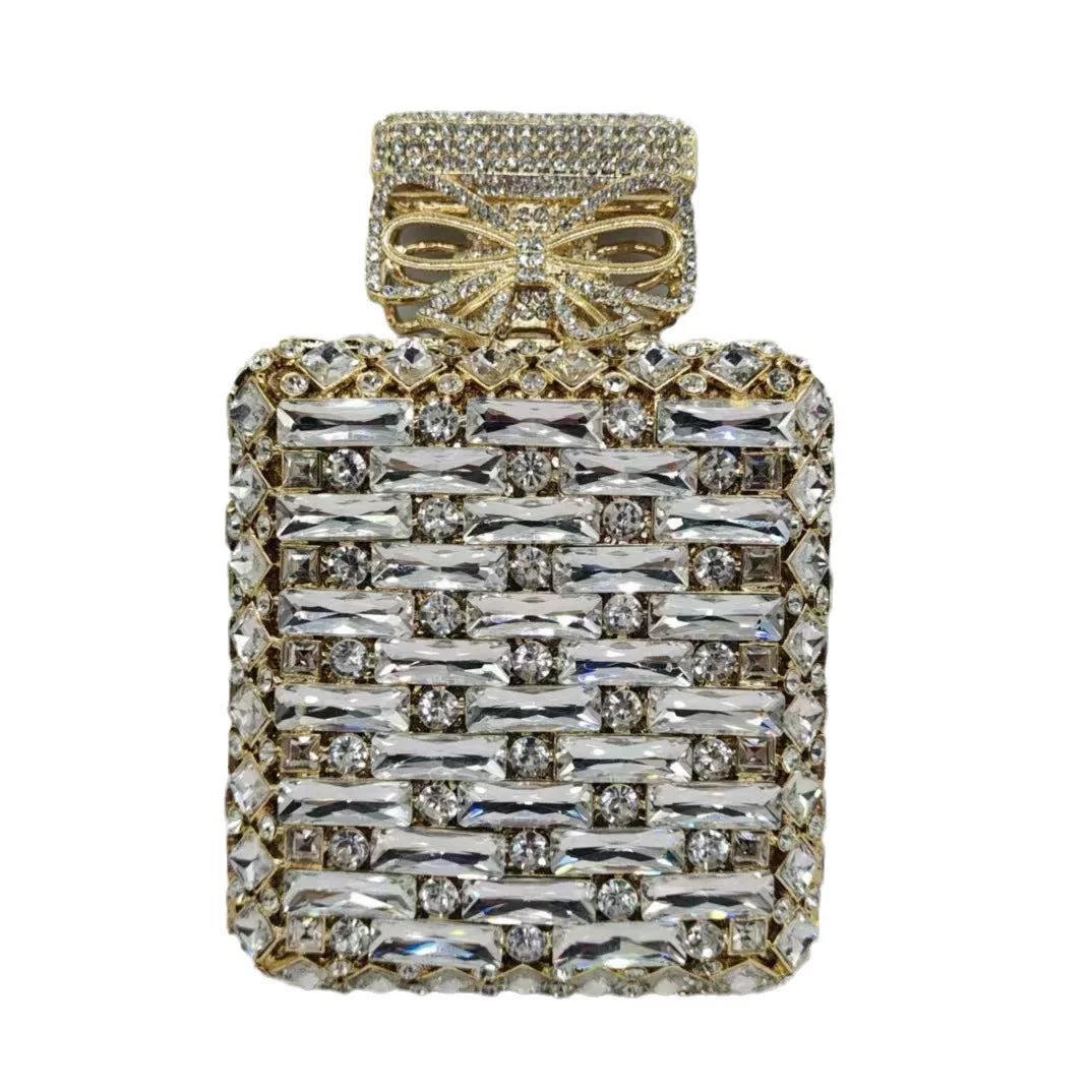 Diamond Bottled Perfume Handbag – European and American Crystal Evening Bag for Women