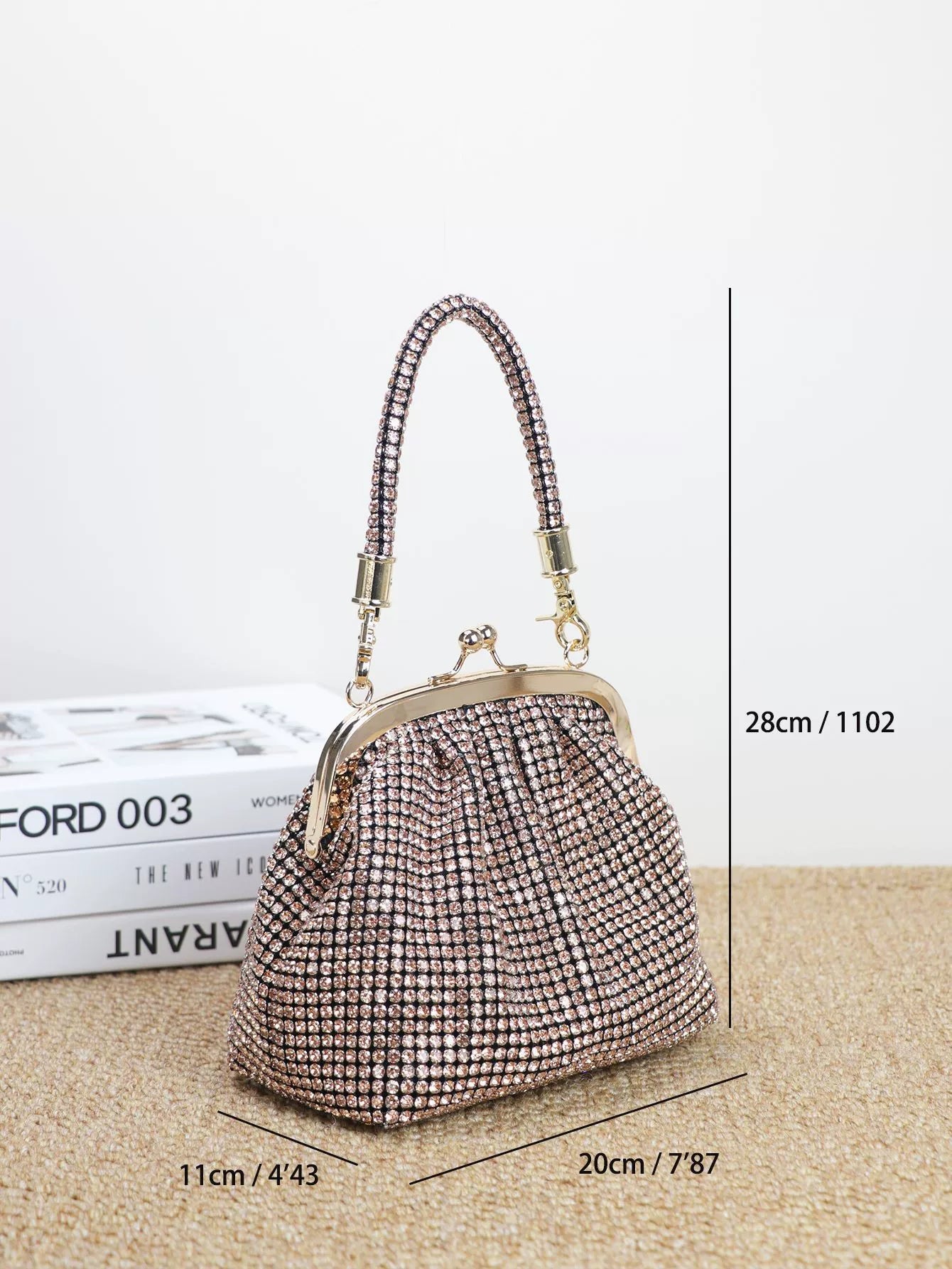 Rhinestone Dumpling Clutch Bag for Women – Handheld, Underarm or Crossbody Evening Bag