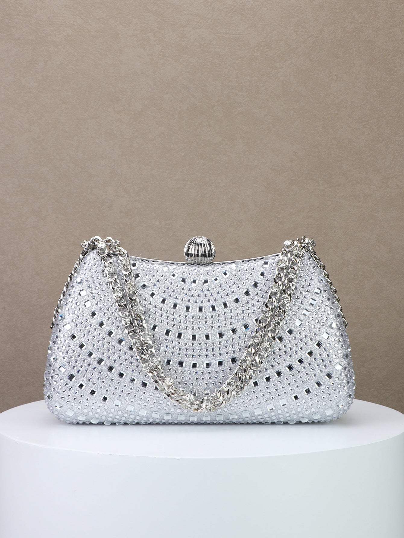 Sparkling Diamond Bridal Clutch Bag for Dinner and Banquet with Portable Design