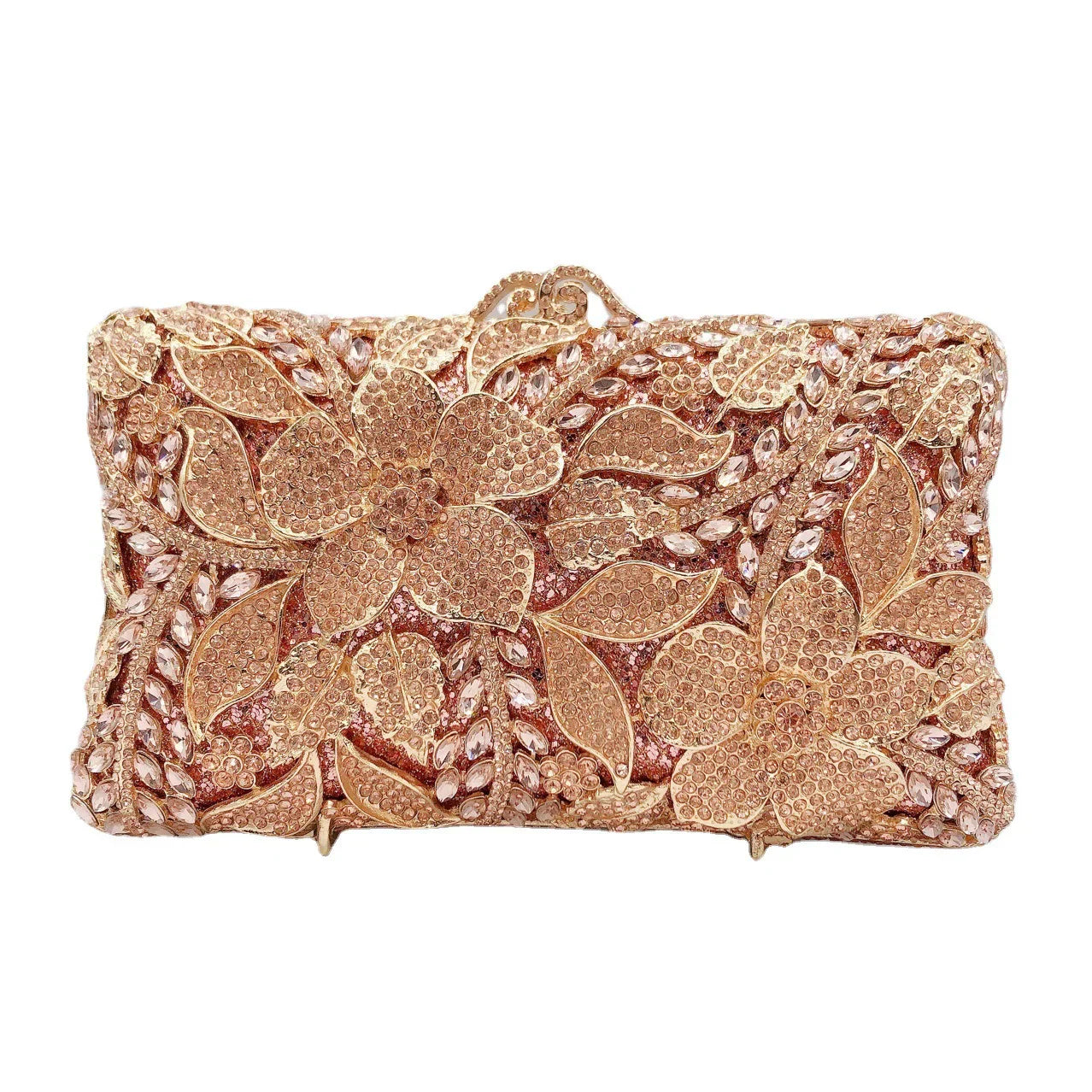 Floral Rhinestone Evening Clutch for Women – Bridal Wedding & Banquet Handbag