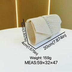 Rhinestone Pleated Evening Clutch Bag for Women – Small Envelope Handbag for Formal Events