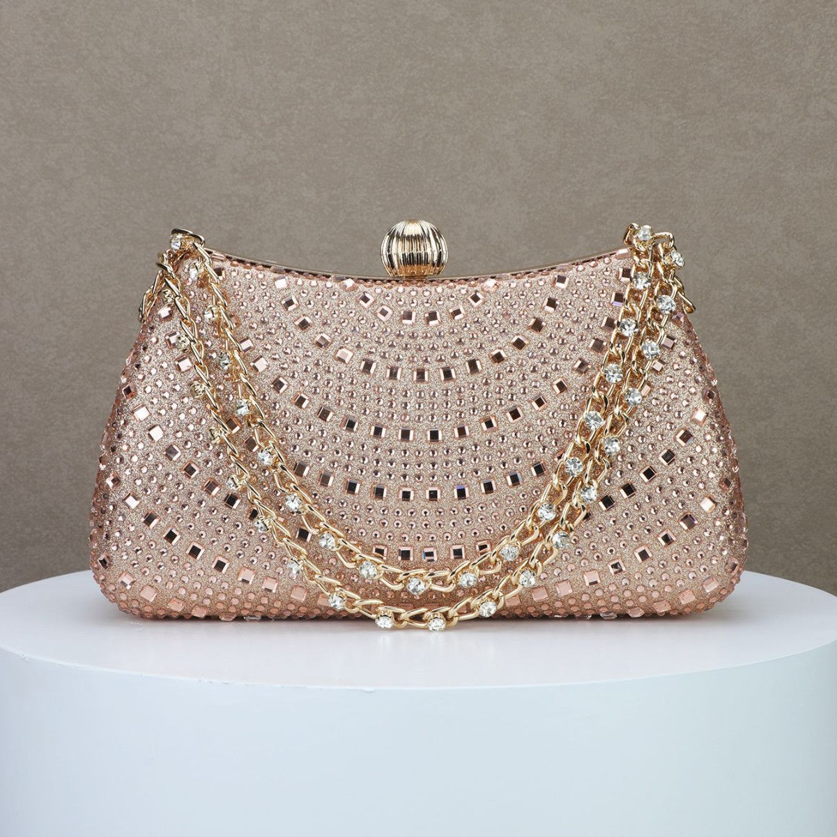 Sparkling Diamond Bridal Clutch Bag for Dinner and Banquet with Portable Design