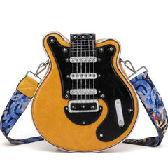 2025 European and American Guitar Style Shoulder Bag – Personalized Fashion Burgundy and Orange Bag for Women